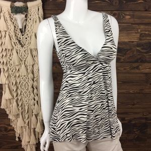 Lemon Tart | Low V Back Babydoll Tank Zebra Print‎